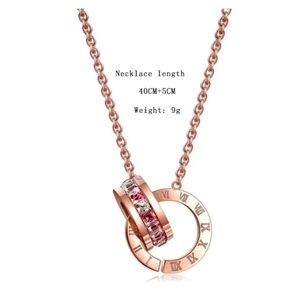 Elegant Minimalist Roman Numeral Titanium Steel Pendant Necklace rose gold